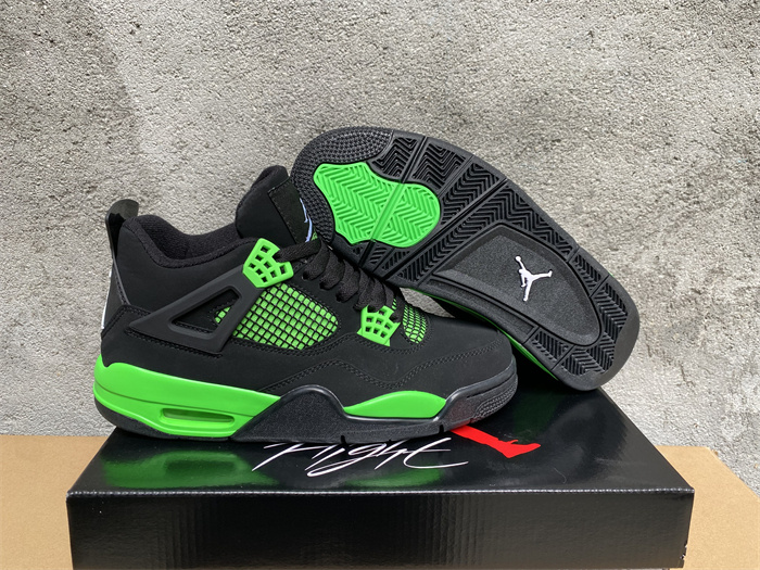 Women's Running weapon Air Jordan 4 Black/Green Shoes 098
